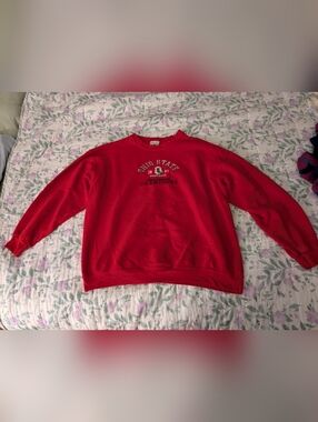 2000s Lee Large Ohio State Football Champion Bright Red Sweatshirt W/ Embroidery